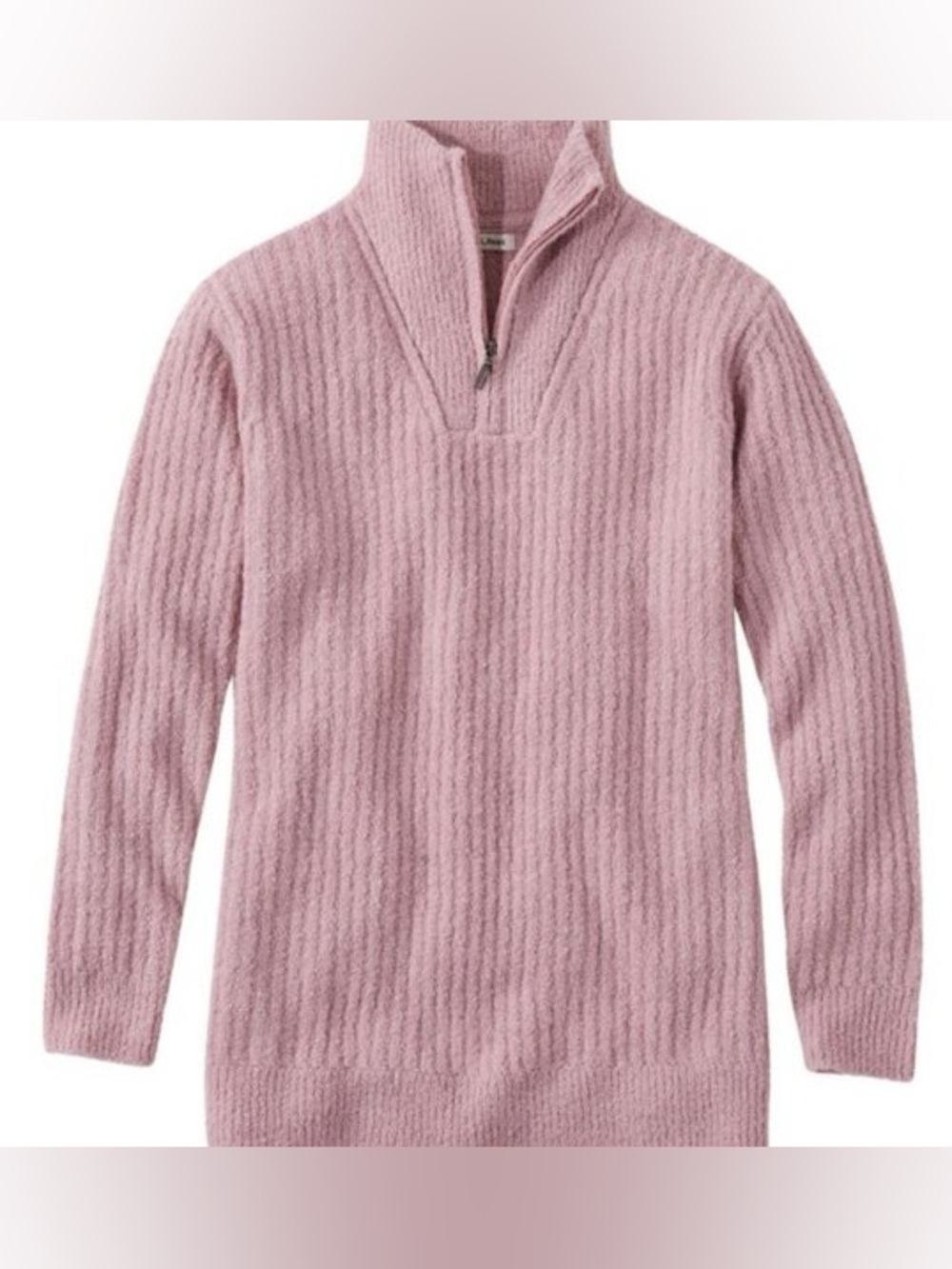 LL Bean Cozy Cloud Quarter-Zip Sweater - Women's Size Large Wool Blend Ribbed